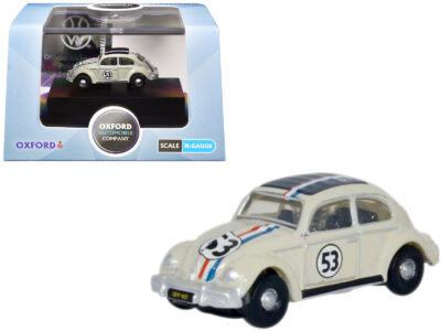 Volkswagen Beetle #53 Beige with Stripes and Black Top 1/148 (N) Scale Diecast Model Car by Oxford Diecast