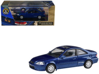 1999 Honda Civic Coupe Electron Blue Pearl Metallic with Sunroof 1/64 Diecast Model Car by Paragon Models