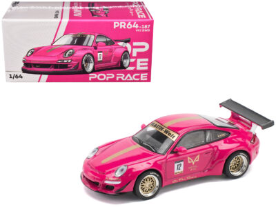 RWB 997 #12 "Hotel Ava" Pink Metallic 1/64 Diecast Model Car by Pop Race