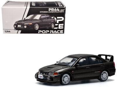 Mitsubishi Lancer Evolution IV RHD (Right Hand Drive) Pyrenees Black Pearl 1/64 Diecast Model Car by Pop Race