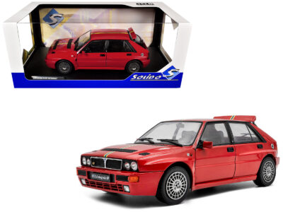 1995 Lancia Delta HF Integrale Edizione Finale Red with Stripes 1/18 Diecast Model Car by Solido
