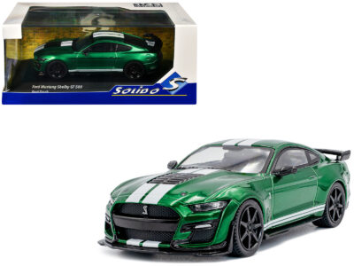 2020 Ford Mustang Shelby GT500 Fast Track Eruption Green Metallic with White Stripes 1/43 Diecast Model Car by Solido