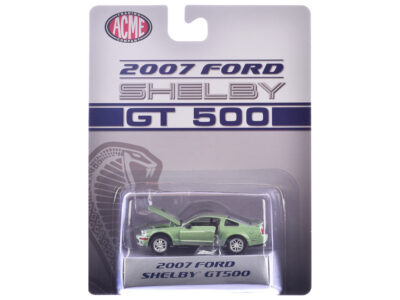 2007 Ford Shelby GT500 Lime Green Metallic with Silver Stripes "Shelby Collectibles" Series 1/64 Diecast Model Car by ACME