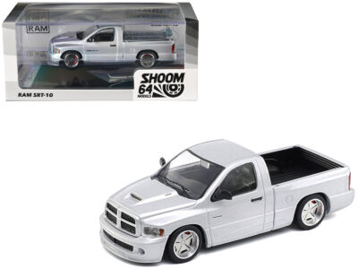2003 Dodge Ram SRT-10 Pickup Truck Silver Metallic 1/64 Diecast Model Car by Shoom64 Models
