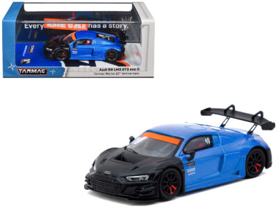 Audi R8 LMS GT3 evo II #10 "Tarmac Works 10th Anniversary" Blue Metallic and Matt Black "Hobby64" Series 1/64 Diecast Model Car by Tarmac Works