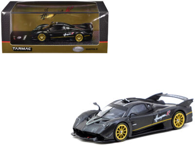 Pagani Huayra R Matt Black Carbon Fiber with Gold Wheels Limited Edition to 3552 pieces Worldwide "Global64" Series 1/64 Diecast Model by Tarmac Works
