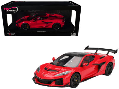 Chevrolet Corvette ZR1 Torch Red with Carbon Top 1/18 Model Car by Top Speed