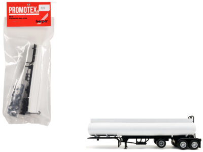 Tag-Axle Elliptical Tanker Trailer White 1/87 (HO) Plastic Model by Promotex