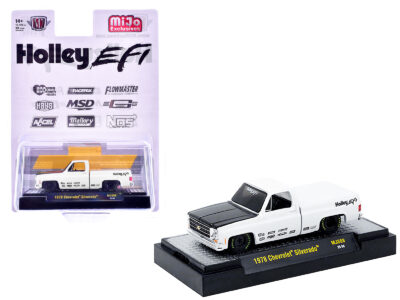 1978 Chevrolet Silverado Pickup Truck "Holley EFI" White with Black Hood Limited Edition to 10120 pieces Worldwide 1/64 Diecast Model Car by M2 Machines