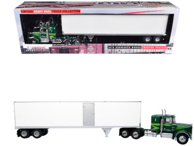 1976 Kenworth W900A Tractor with Dry Goods Trailer Green Metallic with Light Green Graphics "Vintage Heavy Haul Truck Collection" 1/43 Diecast Model by Iconic Replicas