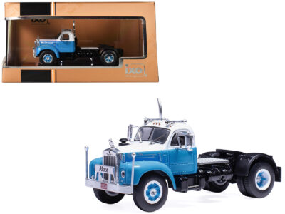1953 Mack B 61 Truck Tractor Blue and White 1/64 Diecast Model by IXO Models