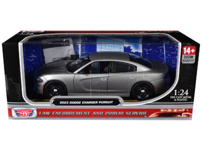 2023 Dodge Charger Pursuit Police Car Silver Metallic "Custom Builder's Kit - Law Enforcement and Public Service" Series 1/24 Diecast Model Car by Motormax