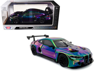 BMW M4 GT3 Chameleon Chrome "Custom Wrap" Series 1/24 Diecast Model Car by Motormax