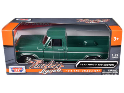 1977 Ford F-150 Custom Pickup Truck Green "Timeless Legends" Series 1/24 Diecast Model Car by Motormax