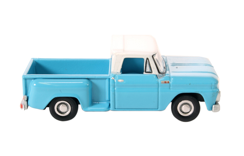 1965 Chevrolet C10 Stepside Pickup Truck Light Blue with White Top 1/87 (HO) Scale Diecast Model Car by Oxford Diecast #2