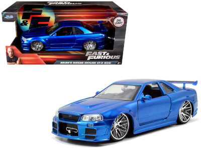 Brian's Nissan GTR Skyline R34 RHD (Right Hand Drive) Blue "Fast & Furious" Movie 1/24 Diecast Model Car by Jada
