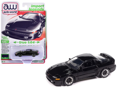 1993 Mitsubishi 3000GT VR-4 Albany Black Pearl "Import Legends" Series 1/64 Diecast Model Car by Auto World
