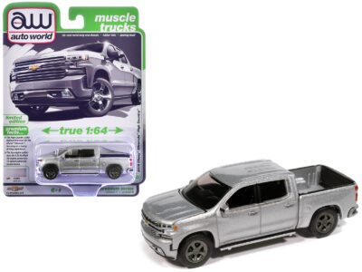 2019 Chevrolet Silverado High Country Pickup Truck Silver Ice Metallic "Muscle Trucks" Series 1/64 Diecast Model Car by Auto World