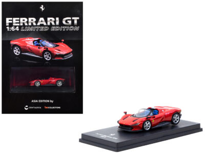 2021 Ferrari Daytona SP3 Red Metallic with Booklet 1/64 Diecast Model Car by Centauria
