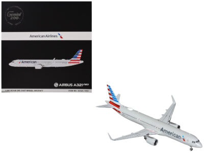 Airbus A321neo Commercial Aircraft "American Airlines" (N413AN) Gray with Striped Tail "Gemini 200" Series 1/200 Diecast Model Airplane by GeminiJets