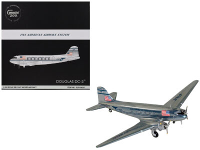 Douglas DC-3 Commercial Aircraft "Pan American Airways" (NC33611) Polished Metal Finish "Gemini 200" Series 1/200 Diecast Model Airplane by GeminiJets
