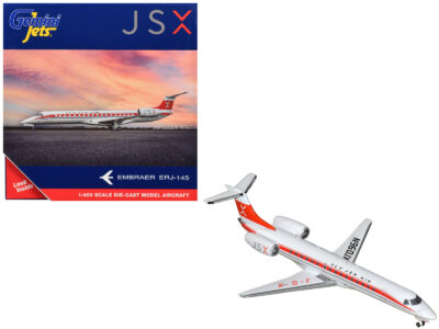 Embraer ERJ-145 Commercial Aircraft "JSX" (N960JX) White with Red Stripes and Tail 1/400 Diecast Model Airplane by GeminiJets