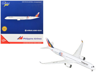 Airbus A350-1000 Commercial Aircraft with Flaps Down "Philippine Airlines - 85 Years" (RP-C3510) White with Tail Graphics 1/400 Diecast Model Airplane by GeminiJets