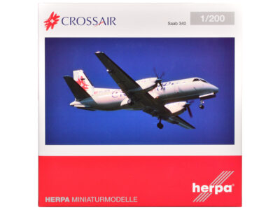 Saab 340 Commercial Aircraft "Crossair" (HB-AKN) White with Tail Graphics 1/200 Diecast Model Airplane by Herpa