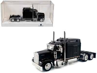 Kenworth W900L Truck Tractor with Sleeper Cab Black 1/87 (HO) Scale Plastic Model Car by HO Logistics