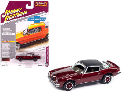 1975 Chevrolet Camaro LT Dark Red Metallic with Black Top "Classic Gold Collection" 1/64 Diecast Model Car by Johnny Lightning