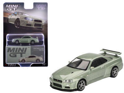 Nissan Skyline GT-R (R34) V-Spec II Nur RHD (Right Hand Drive) Millenium Jade Metallic Limited Edition 1/64 Diecast Model Car by Mini GT
