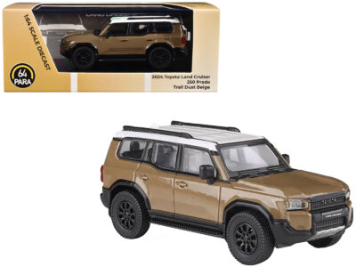 2024 Toyota Land Cruiser 250 Prado Trail Dust Beige with White Top 1/64 Diecast Model Car by Paragon Models