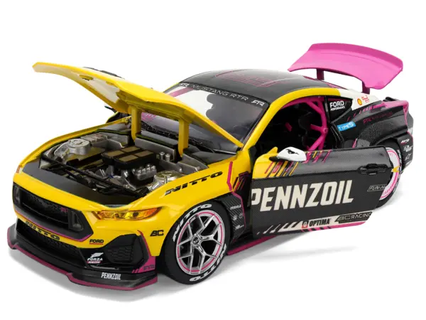 Ford Mustang RTR #213 Ben Hobson "Pennzoil" "Formula Drift PRO Championship" (2025) with Lights "RTR Vehicles" Series 1/24 Diecast Model Car by Jada #2