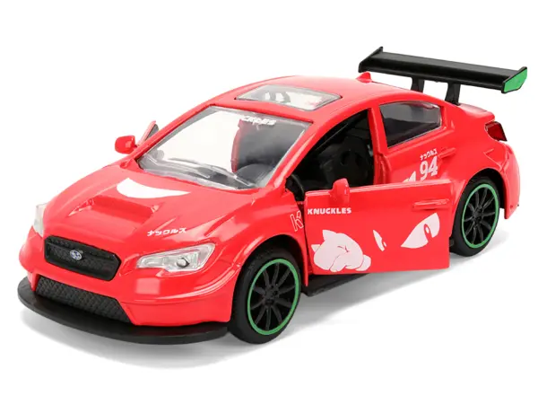 2016 Subaru WRX STI Red with "Knuckles" Graphics "Sonic the Hedgehog" (1991) Video Game "Hollywood Rides" Series 1/32 Diecast Model Car by Jada #2