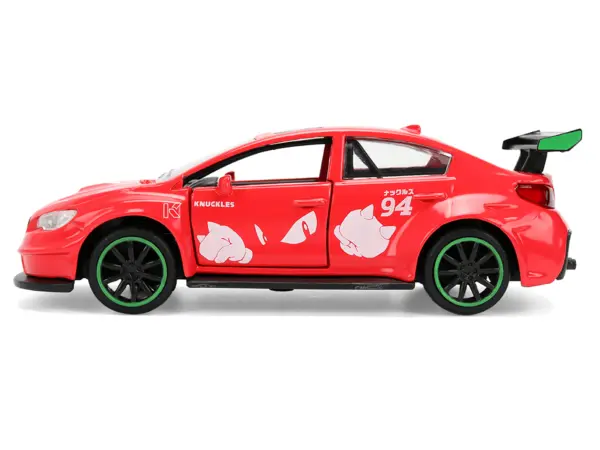 2016 Subaru WRX STI Red with "Knuckles" Graphics "Sonic the Hedgehog" (1991) Video Game "Hollywood Rides" Series 1/32 Diecast Model Car by Jada #3
