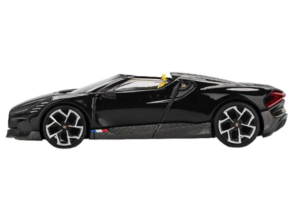 Bugatti W16 Mistral Black with Yellow Interior Limited Edition 1/64 Diecast Model Car by Mini GT #2