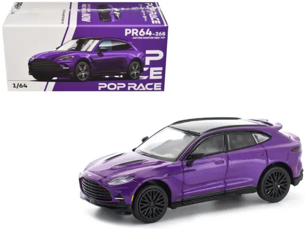 Aston Martin DBX 707 Storm Purple Metallic with Black Top 1/64 Diecast Model Car by Pop Race #1