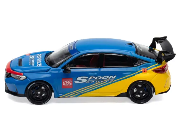 Honda Civic Type R FL5 "Spoon Sports" Blue and Yellow "Tokyo Auto Salon - Hong Kong 2025" 1/64 Diecast Model Car by Pop Race #4