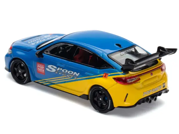 Honda Civic Type R FL5 "Spoon Sports" Blue and Yellow "Tokyo Auto Salon - Hong Kong 2025" 1/64 Diecast Model Car by Pop Race #5
