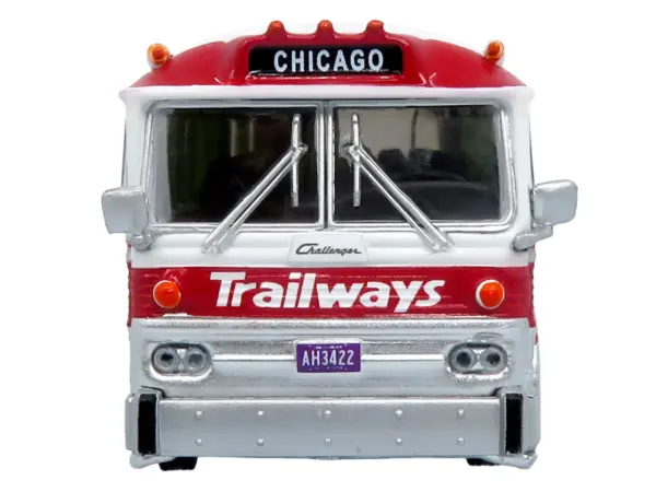 1964 MCI MC-5A Coach Bus "Trailways Chicago" White with Red Stripes "Vintage Bus & Motorcoach Collection" Limited Edition to 504 pieces Worldwide 1/87 (HO) Diecast Model by Iconic Replicas #5