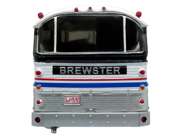 1964 MCI MC-5A Coach Bus "Brewster Gray Line" Silver with Blue and Red Stripes "Vintage Bus & Motorcoach Collection" Limited Edition to 504 pieces Worldwide 1/87 (HO) Diecast Model by Iconic Replicas #5