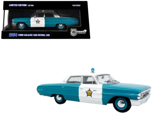 1964 Ford Galaxie 500 Police Car "Chicago Police Department" Blue and White "Five0" Series Limited Edition to 504 pieces Worldwide 1/43 Diecast Model by Iconic Replicas #1