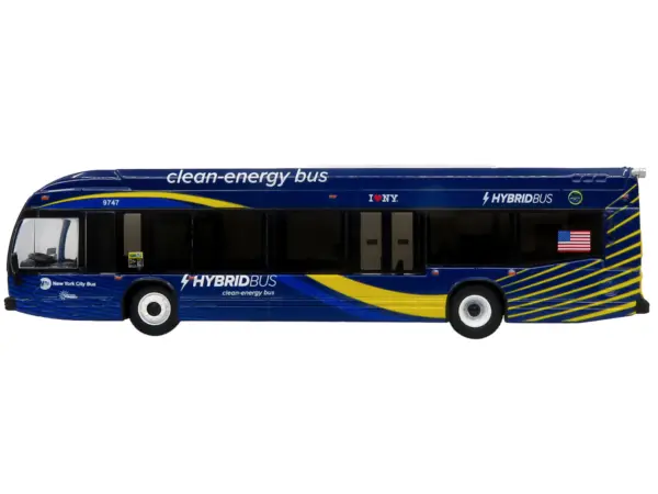 Nova Bus LFSH HEV Hybrid Transit Bus "MTA New York City" Blue with Yellow Graphics Limited Edition to 504 pieces Worldwide 1/87 (HO) Diecast Model by Iconic Replicas #2