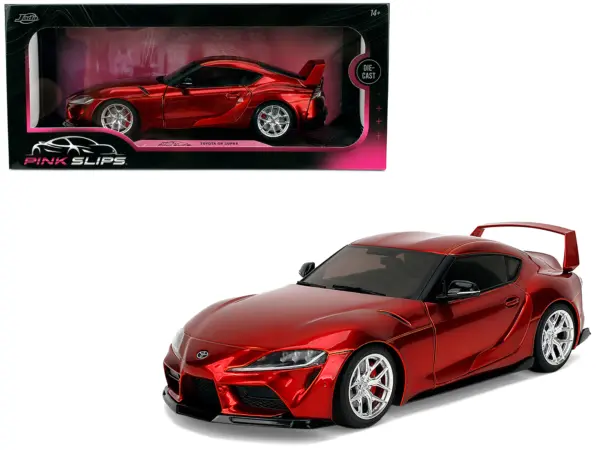 Toyota GR Supra Red Metallic "Pink Slips" Series 1/18 Diecast Model Car by Jada #1