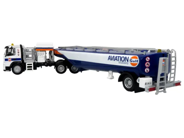 Volvo FM500 with Esterer Aviation Refueling Tanker Truck "Gulf Aviation" White with Blue Stripes Limited Edition 1/87 (HO) Diecast Model by Iconic Replicas #3