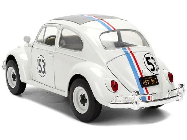 Volkswagen Beetle #53 "Herbie" White with Stripes "The Love Bug" (1968) Movie with Extra Wheels 1/24 Diecast Model Car by Jada #5