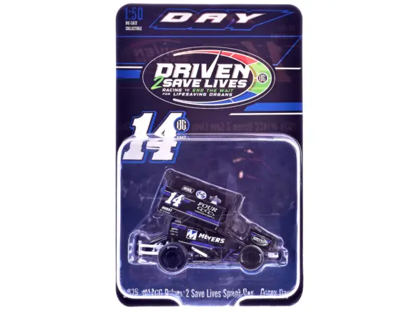 Winged Sprint Car #14CC Corey Day (Blue Version) "Driven 2 Save Lives" Jason Meyers Racing (2025) 1/50 Diecast Model Car by ACME #1