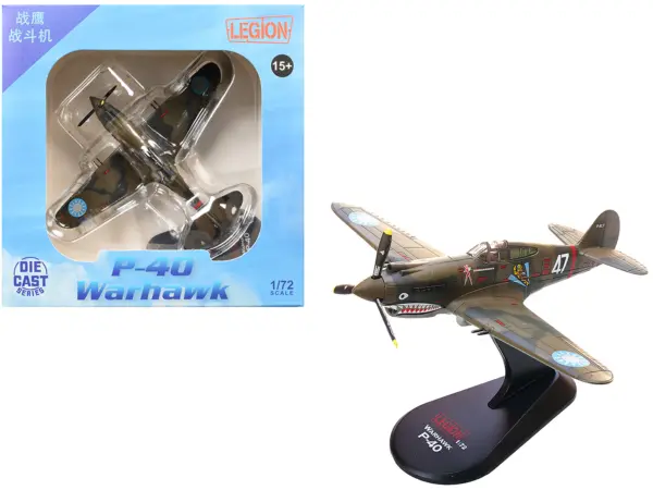 Curtiss P-40B/C Warhawk Fighter Aircraft "White 47 Robert T. Smith 3rd Squadron Hell's Angels Chinese Air Force Burma" (1942) 1st American Volunteer Group 1/72 Diecast Model Airplane by Legion #1