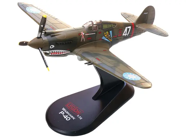 Curtiss P-40B/C Warhawk Fighter Aircraft "White 47 Robert T. Smith 3rd Squadron Hell's Angels Chinese Air Force Burma" (1942) 1st American Volunteer Group 1/72 Diecast Model Airplane by Legion #5