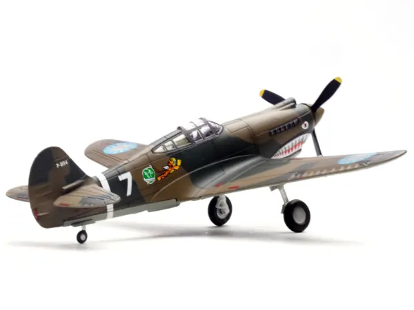 Curtiss P-40B/C Warhawk Fighter Aircraft "White 7 1st Squadron Flying Tigers Chinese Air Force" (1942) 1st American Volunteer Group 1/72 Diecast Model Airplane by Legion #4